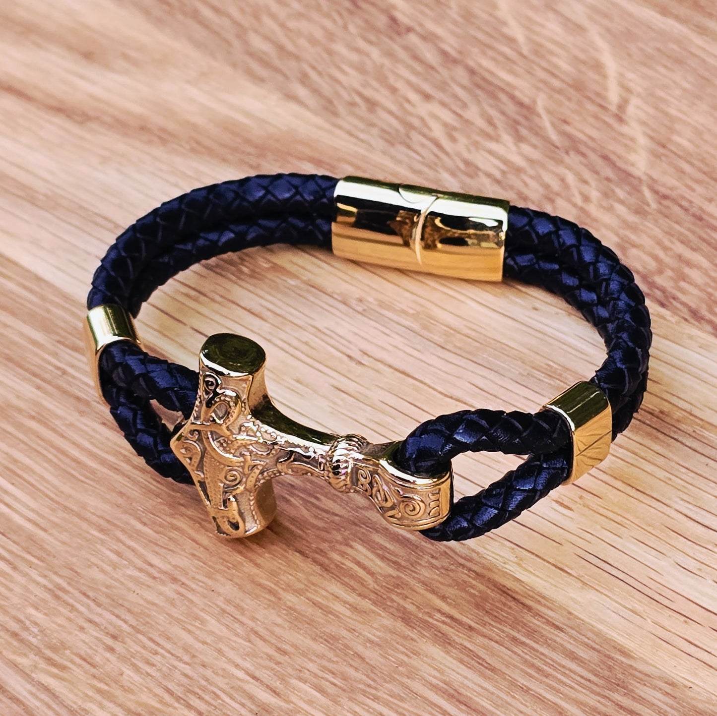 Armband Mjölnir Asgard Knot - Läder/Guld
