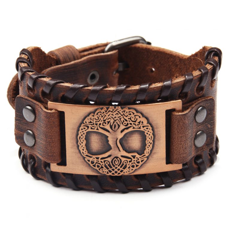 Yggdrasil Premium-Lederarmband – Braun