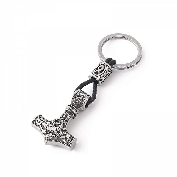 Nyckelring Mjölnir Asgard Knot Silver