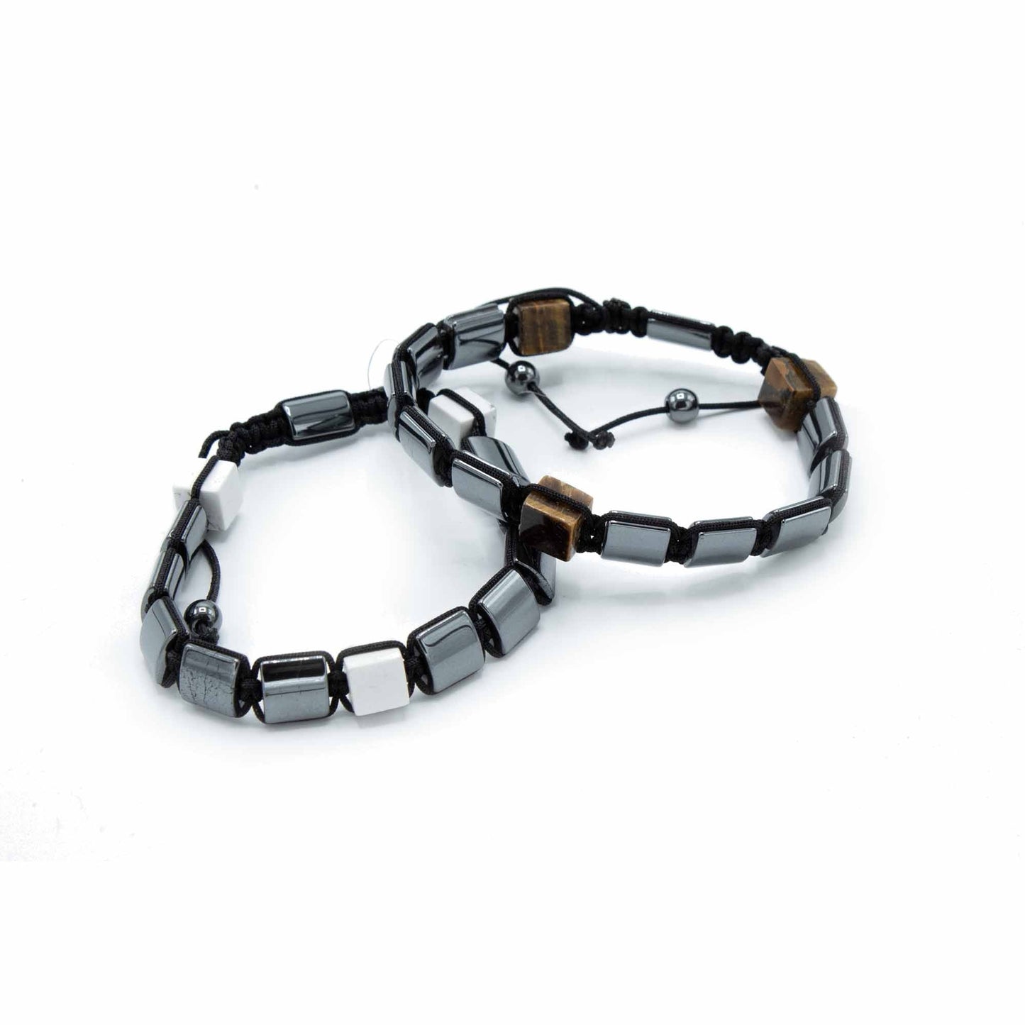 Magnetiskt Shamballa-armband med hematit och tigerögablock