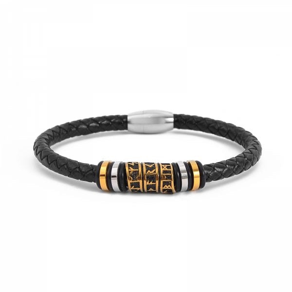 Bracelet Gold Runes - Leather