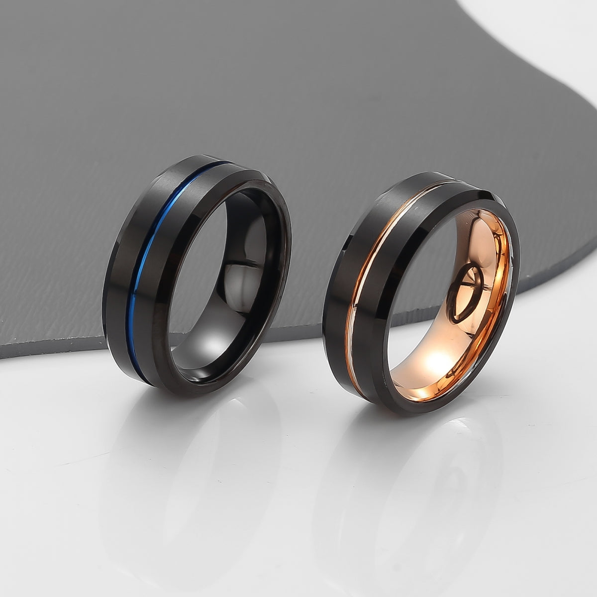 Tungsten Ring From Dusk - Black and Blue