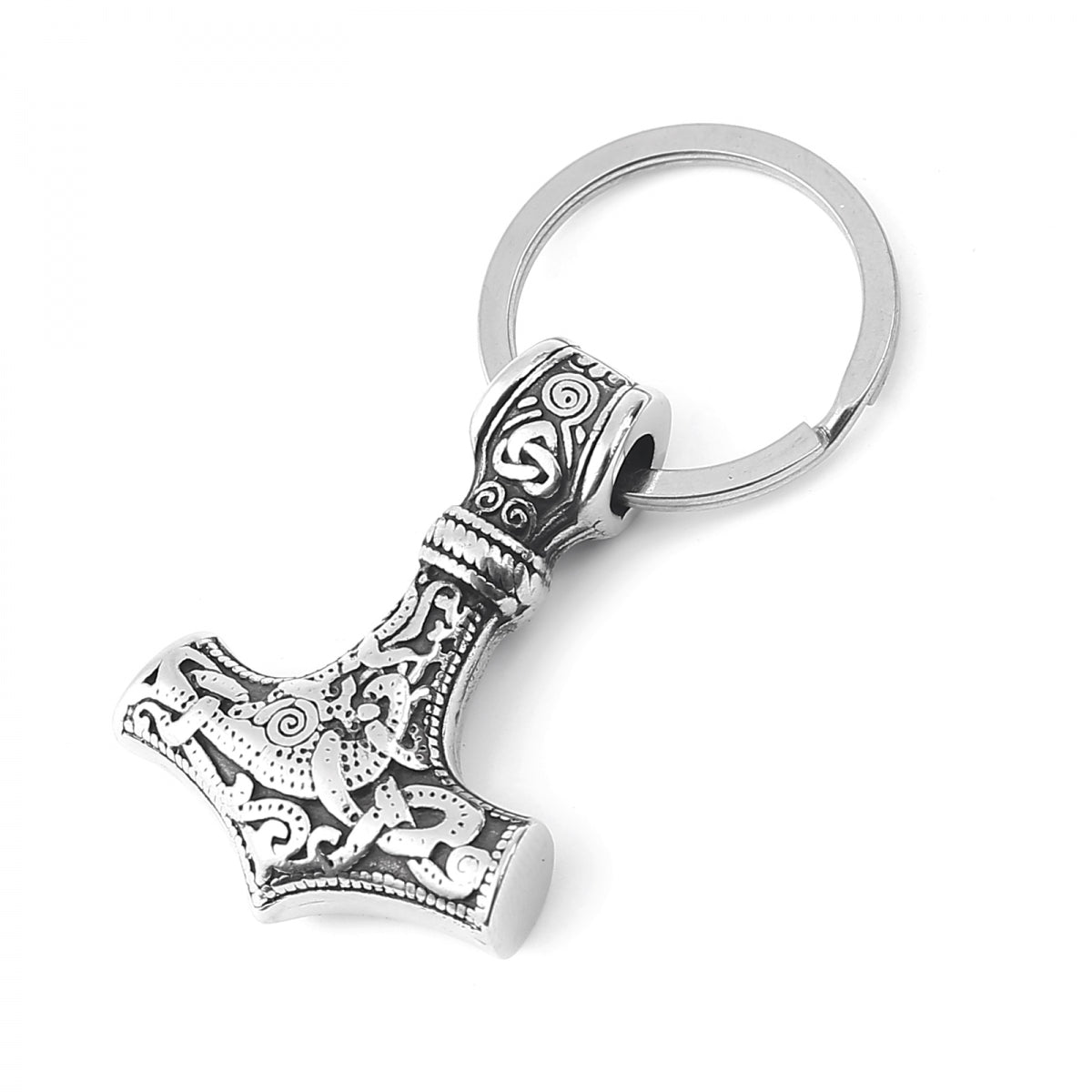 Nyckelring Mjölnir Asgard Knot Silver