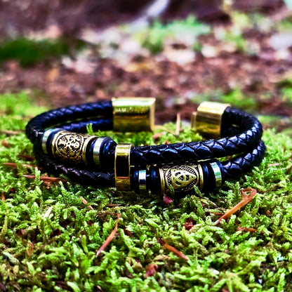 Bracelet Vegvisir and Valknut Dubbla - Dual Tone