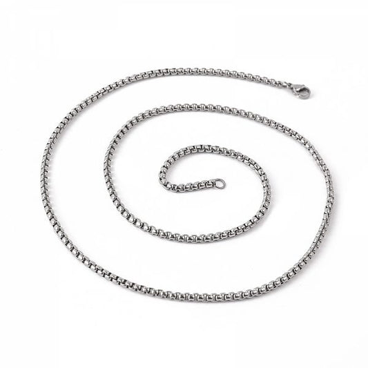 Boxchain 3mm Necklace - Silver