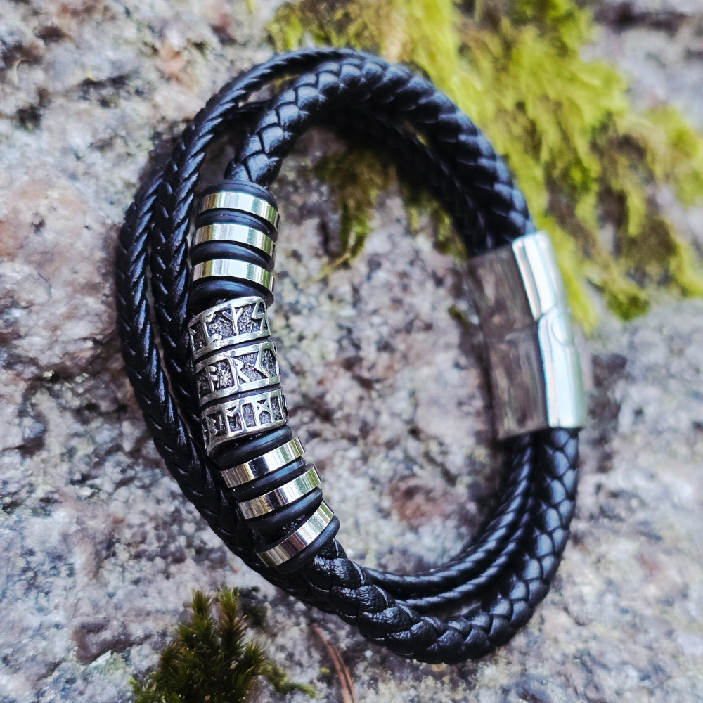 Leder Armband "Runen-tripple"