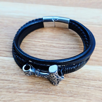 Armband Läder Mjönir Fimm