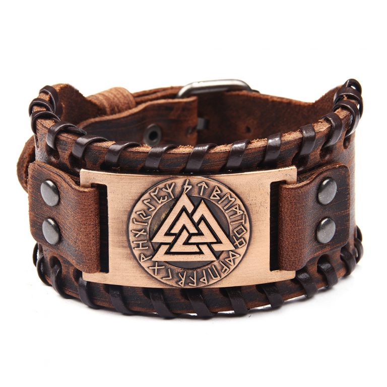 Armband Valknut Premiumleder - Braun