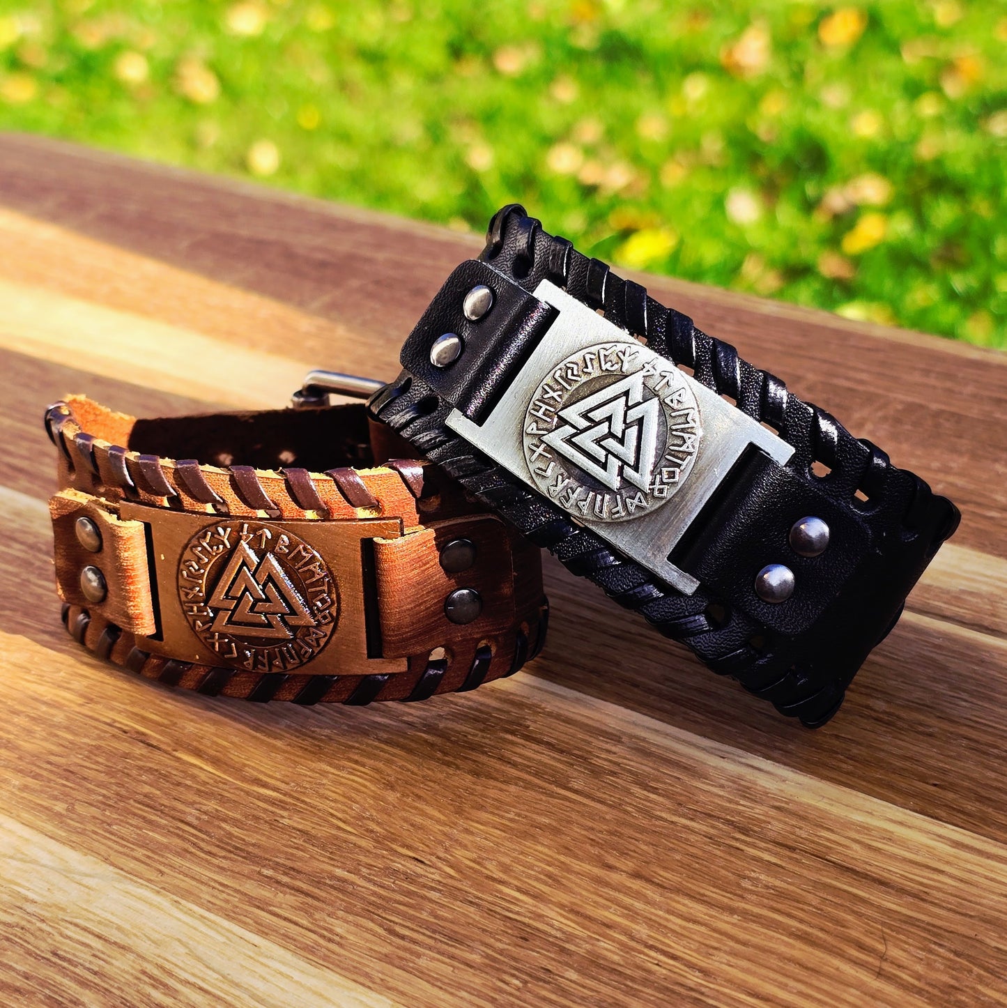Armband Valknut Premiumleder - Braun
