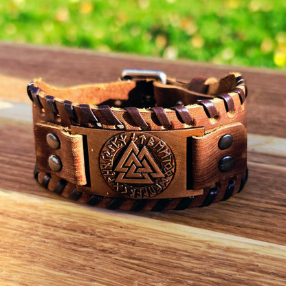 Armband Valknut Premiumleder - Braun