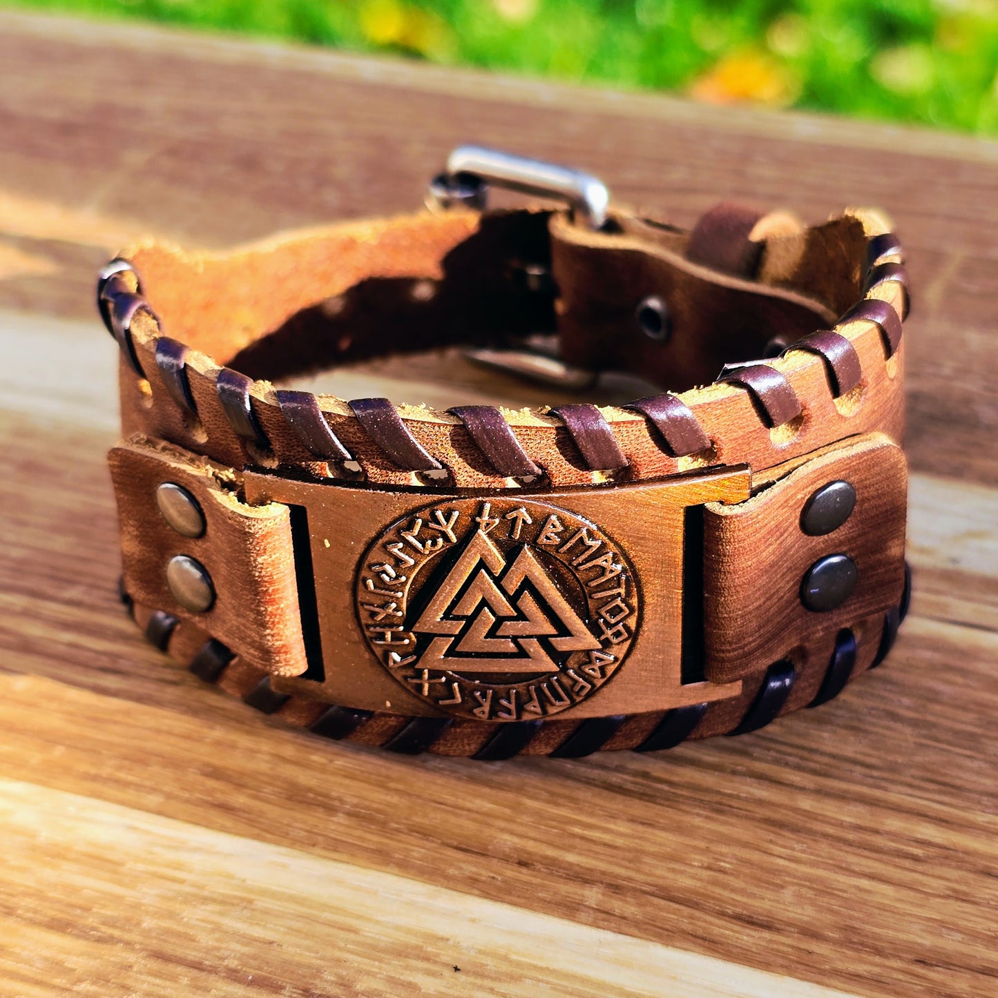 Armband Valknut Premiumleder - Braun