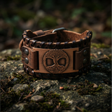 Yggdrasil Premium-Lederarmband – Braun