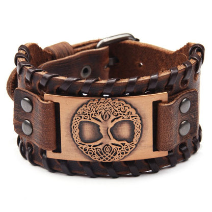 Yggdrasil Premium-Lederarmband – Braun