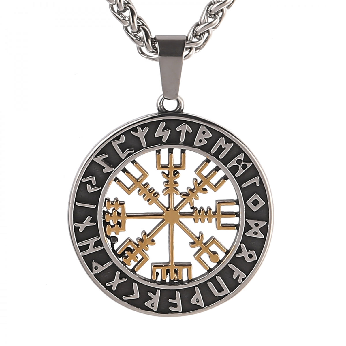 Halskette Runkompass Vegvisir - Zweifarbig