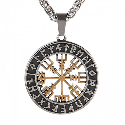 Halskette Runkompass Vegvisir - Zweifarbig