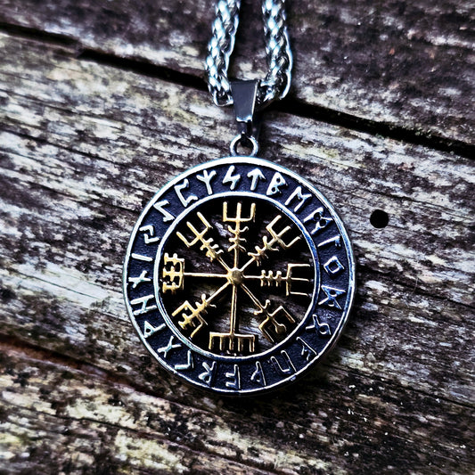 Halskette Runkompass Vegvisir - Zweifarbig