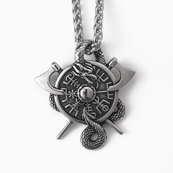 Halsband Viking Vegvísir Protection Amulet - Silver