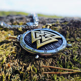 Necklace Valknut Shield - Dual Tone