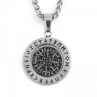 Drehbarer Vegvisir-Halskette, poliert - S