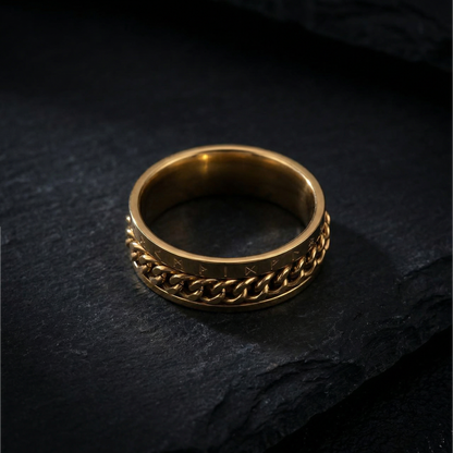 Runic Chainbound Ring Gold