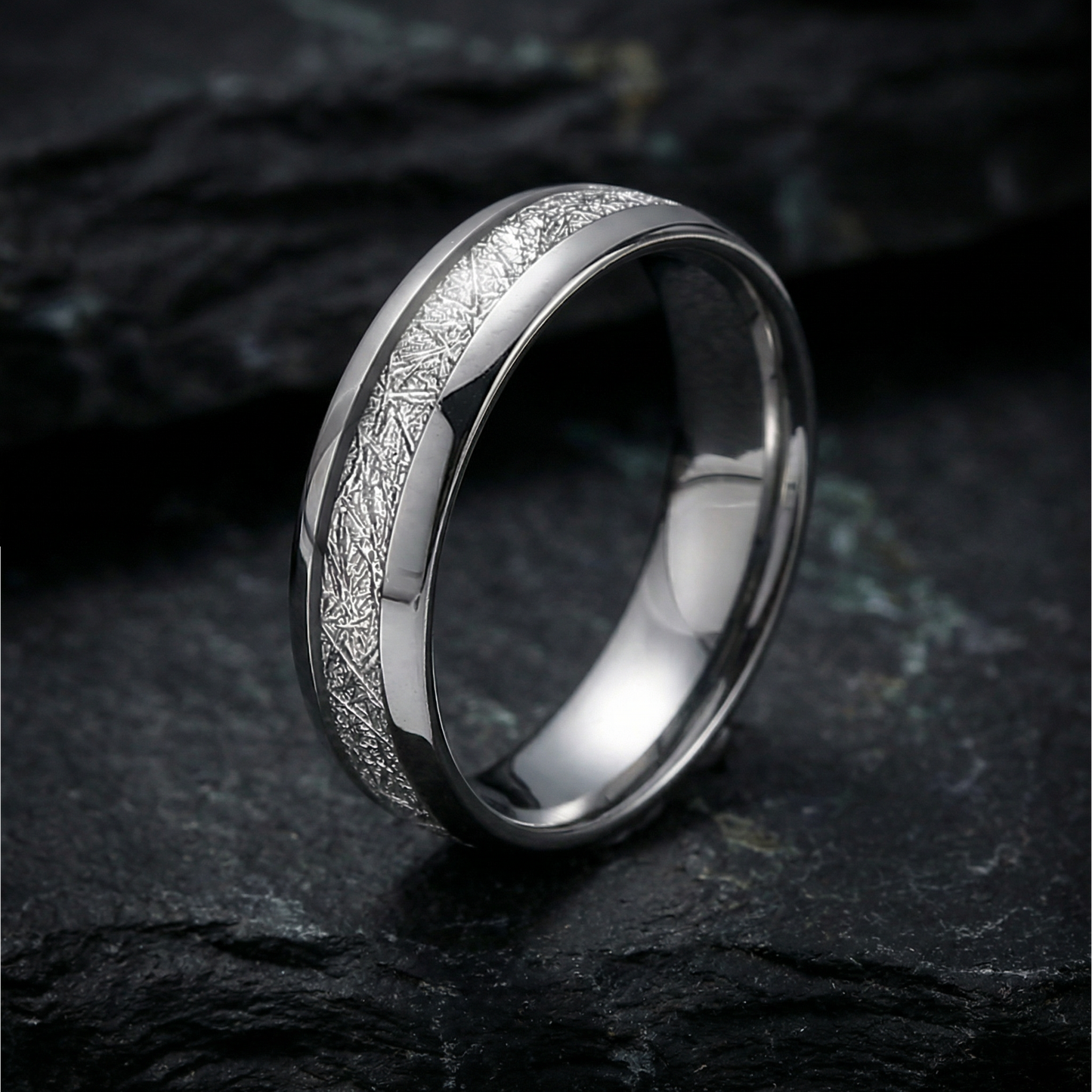 Tungsten Ring Bright Frost - Pure Silver 6mm