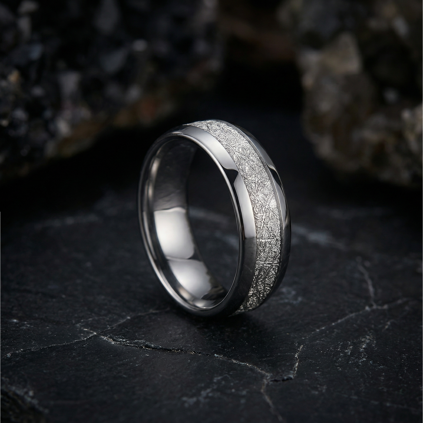 Wolframring Bright Frost – Reinsilber 8 mm
