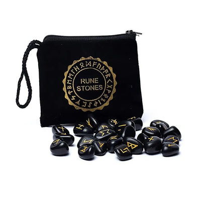 Black Agate Runestone Set