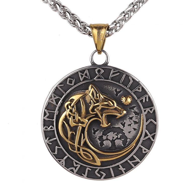 Necklace Sköll – Circle of Runes - Dual Tone